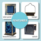 Solar Lantern Mid Century Stained Glass Outdoor Waterproof Garden Hanging Lantern Solar Powered Lighting Outside Solar Light for Patio Yard Camping, Gifts for Women Mom - Image 5