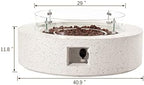 SUNBURY Outdoor 42 Inch Propane Fire Pit Table, Patio Gas Fire Table 50,000 BTU Fire Pit for Outside in Spotted White w Glass Wind Guard, Lava Rocks - Image 5