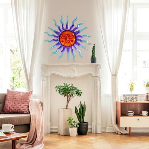 Large Metal Sun Wall Decor- 30" Large Outdoor Hanging Wall Art for Patio Farmhouse Garden Living Room Bedroom Decorations - Image 6
