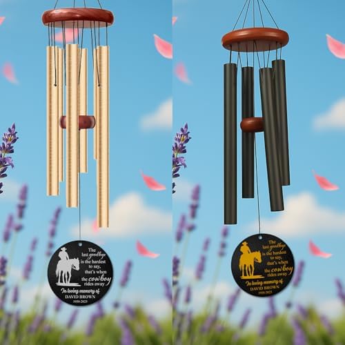 Personalized Cowboy Memorial Wind Chime – “The Last Goodbye is the Hardest to Say” Custom Name & Years – Western Sympathy Gift for Loss of Loved One – Outdoor Remembrance Windchime Tribute - Image 5
