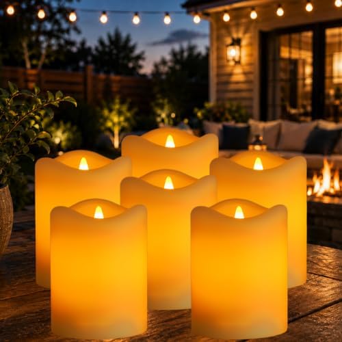 Solar Candles Outdoor, 6 Pack Flameless Candles for Lanterns, 3" x 4" by GLOSOLA