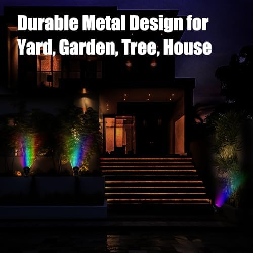 Color Spot Light Outdoor 2-Pack, 120V 12W Waterproof LED Landscape Spotlights, Plug-in Durable Spotlight Outdoor for Yard, Garden, Patio, Tree, House, Halloween, Christmas - Image 6