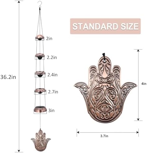 Copper Hand of God Temple Wind Chime for Porch, Patio, Garden Décor - Image 4