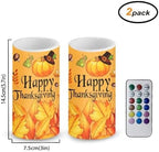 Happy Thanksgiving Day Pumpkin Battery Operated Flameless Candles with Timer Remote LED Candles Flickering for Fall Theme Home Party Banquet Decorations - Image 2