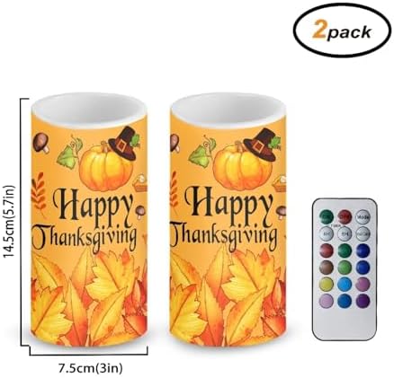 Happy Thanksgiving Day Pumpkin Battery Operated Flameless Candles with Timer Remote LED Candles Flickering for Fall Theme Home Party Banquet Decorations - Image 2