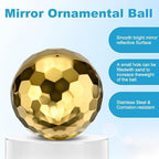 M METERXITY 1-Pack Garden Gazing Globes Ball Sculptures Diamond 8 Inch 304 Stainless Steel Hollow Mirror Reflective Floating Ball for Garden/Pond/Home/Yard Outdoor Decoration [Gold] - Image 2
