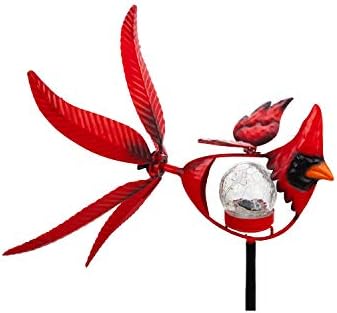 Evergreen Garden 38" H Solar Cardinal Staked Wind Spinner Garden Décor and Accessories for Home and Yard - Image 4