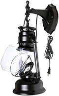 Vintage Plug-in Retro Lantern Wall Lamp with Metal & Transparent Glass Shade - Kerosene Style Wall Sconces for Home Decor, Rustic Lighting, and Outdoor Use, Black by Unknown