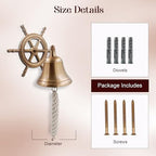 THDC Steering Wheel Wall Mounted Solid Brass Bell for Dinner, Indoor, Outdoor, School, Bar, Reception & Church - 4 Inch - Image 3