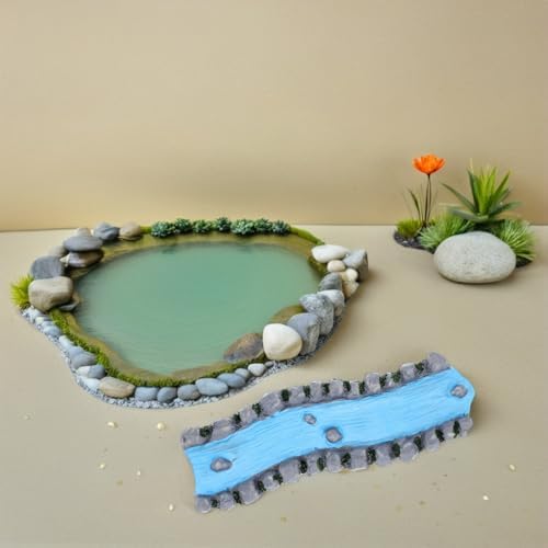 Cabilock 4pcs Miniature Water Feature Resin Creek Sculpture for Fairy Garden Decor, Realistic River Section Enhancing Mini Garden Accessories, for Desk Tops and Bookshelves Display - Image 5