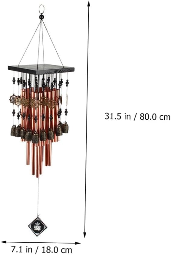 Mikikit 1pc Elegant Bronze Copper Bell Wind Chime for Home and Outdoor Decoration Multi-Tube Design for Patio Garden and Balcony Ornaments - Image 2