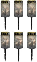 Poceacles Outdoor Lights Solar Powered Flameless Candle Cemetery Votive Candles Waterproof Outdoor Memorial Candle Solar Stake Lights 4th of July Patriotic Decor, Deer American Flag Retro, Pack of 6 by Poceacles