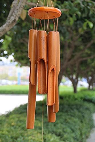 Bamboo Wind Chimes, Outdoor Garden & Indoor Wind Chime with Natural Relaxing Soothing Sound for Home Decoration Gifts (Color : A) by Unknown
