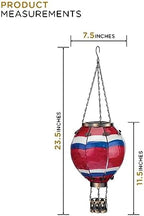 Regal Art & Gift Hot Air Balloon Solar Lantern – Hanging Solar-Powered LED Lights, Waterproof Portable Decorative Outdoor Lamp Made of Metal & Glass for Garden, Patios & Pathway – Stripe (Large) - Image 3