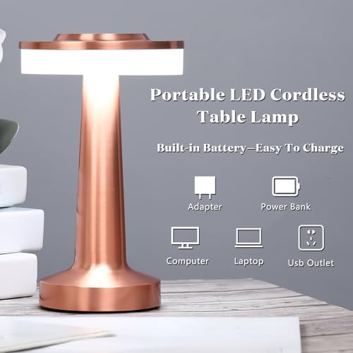 Riakrum 8 Pcs LED Cordless Table Lamp Bulk Rechargeable,Rose Gold - Image 3