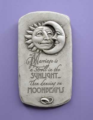 Cast Stone Expressions Collection - Sunlight & Moonbeams, Wedding Plaque - Concrete Celestial Sun & Moon Sculpture - Image 3
