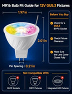 Gardenreet RGBCW MR16 LED Bulb, 12V Low Voltage Dimmable Halogen Replacement for Outdoor Landscape Lighting & Indoor Accent, Color Changing & Warm White, 5W GU5.3 Bi-Pin, Bluetooth Mesh 65ft, 6 Pack - Image 4