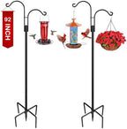 XDW-GIFTS Double Shepherds Hooks for Outdoor, 2-Pack Heavy Duty Garden Pole for Hanging Bird Feeder, Plant Baskets, Solar Light Lanterns, Garden Plant Hanger Stands with 5 Base Prongs by XDW-GIFTS