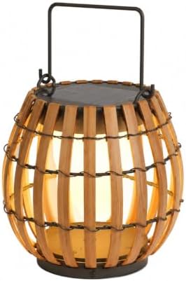 Solar Outdoor Lantern with Faux Rattan, Iron Frame and 3000K LED by Unknown