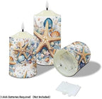 Cozeyat Flameless LED Candles Battery Operated, Summer Starfish Beach Scenery Design 4/6H Timers Flickering Realistic Pillar Tealights Set of 3, Waterproof Candles Home Decor - Image 3