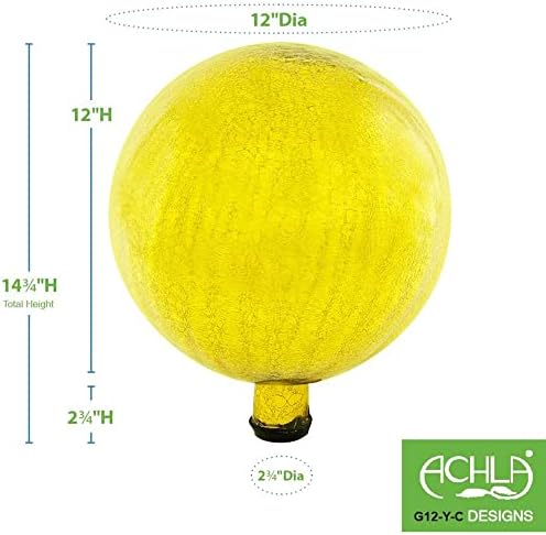 Achla Designs 12-Inch Crackle Gazing Globe Ball, Lemon Drop - Image 5