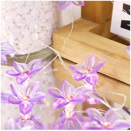 CAKERS Flower Decor String Lights|Creative Christmas Petal-Shaped Copper Wire Fairy Lights|LED Floral Plant Design Ambient Light for Party Bedroom Patio,Purple Flowers,10m(32.8ft)-100LED-Battery by CAKERS