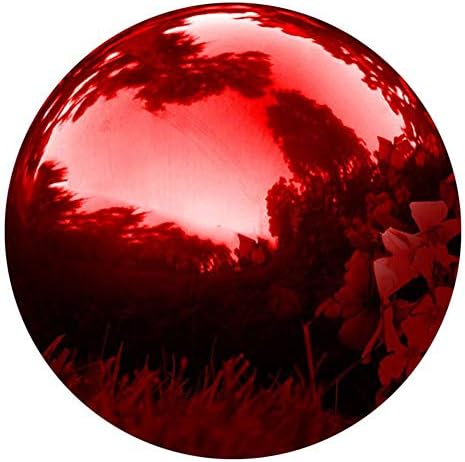 8 in Gazing Ball,Red Stainless Steel Mirror Globe,Polished Reflective Smooth Garden Sphere,for Garden Home Decoration with Colorful Shiny Addition by 2FY2SW