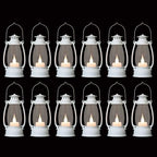 12Pcs Mini White Lanterns for Western Halloween Christmas – 6Inch Candle Lanterns with Flickering LED, Wedding Centerpiece Table Decorations, Camping Decor & Hanging Ornaments for Rustic Party by ReperlaSpecialMiniSmallLanternDecoration