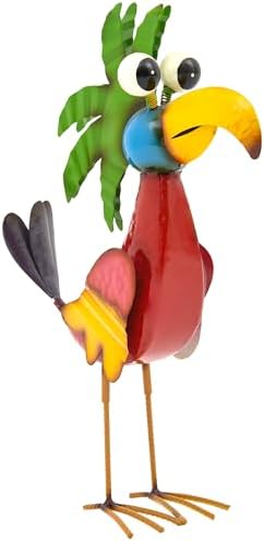 19.7" Metal Tiki Bird Decor, Large Garden Parrot Sculpture Statues - Image 6