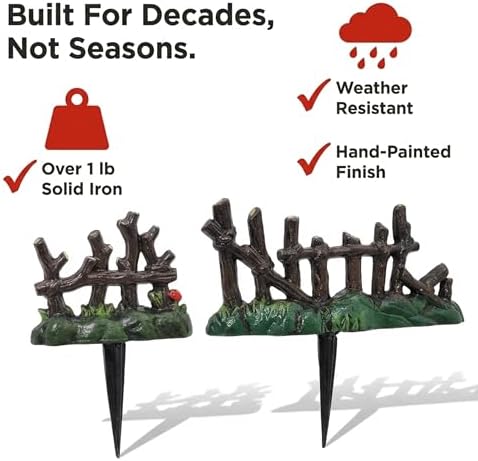 Lulu Decor, 100% Cast Iron Fairy Garden Fence Garden Decor Fairy Garden Accessories (4 Pc) - Image 6