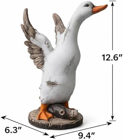 Elenon Funny Duck Garden Statue, 12.6" Tall Animal Figurine for Outdoor Garden Decor, Flowers Funny Garden Sculpture for Patio Yard Lawn Decorations Gifts - Image 4