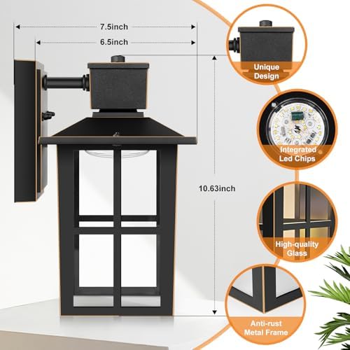 Brightever Outdoor Wall Lantern, 10W LED Exterior Waterproof WallSconce Light Fixture, 3000K/4000K/6500K Selectable, 800LM High Brightness, Oil Rubbed Bronze Anti-Rust Wall Light for Yard, Entryway - Image 2