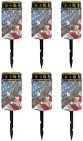 Poceacles Eagle American Flag Pattern Solar Lights Outdoor Waterproof Grave Lights for Cemetery LED Flameless Candle Cemetery Solar Pillar Candles Outdoor Decor, 6 Piece by Poceacles