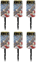 Poceacles Eagle American Flag Pattern Solar Lights Outdoor Waterproof Grave Lights for Cemetery LED Flameless Candle Cemetery Solar Pillar Candles Outdoor Decor, 6 Piece by Poceacles
