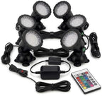 PondScape Submersible LED Pond Lights with Remote Control, 16 Color Changing Underwater Lights for Ponds, Waterfalls, Fountains, Water Features and Aquariums, Adjustable Stands (6 Light Kit) by Pondscape