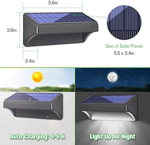 Bridika Solar Fence Lights, Fence Lights Fence Solar Lights Outdoor Waterproof Warm White & Daylight White LED Solar Lights for Backyard, Deck Railing, Stair Handrail and Wall (4 Packs, Plus Size) - Image 5