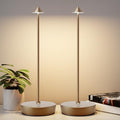 2Pack Rechargeable Cordless Table Lamp, Portable Powered LED Battery 6000mAh Metal USB Desk Lamp, 3 Levels Brightness Light for Restaurants Outdoor (2pack Titanium) by YIBEN