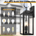 19" Large Dusk to Dawn Outdoor Wall Lantern 2-Light, Modern Porch Lights - Image 6