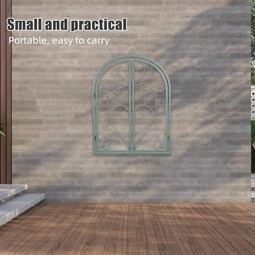 FONDOTIN Faux Window Frame Wall Decor 18.34X13.81In Iron Art Rustic Frame for Garden Patio and Indoor Entryway Farmhouse Wall Art Vintage Decorative Window Pane - Image 4