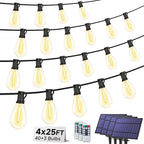4x25FT Solar String Lights with Remote, 3 Mode Patio Lighting, Black by YLXS