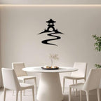 Zen Garden Pagoda Metal Wall Art, Metal Signs, Metal Outdoor Decor, WallArt Decor, Minimalist Contemporary Sculpture, Elegant Wall Decoration for Living Room Office Apartment Dorm Room (Black,20inch) - Image 2