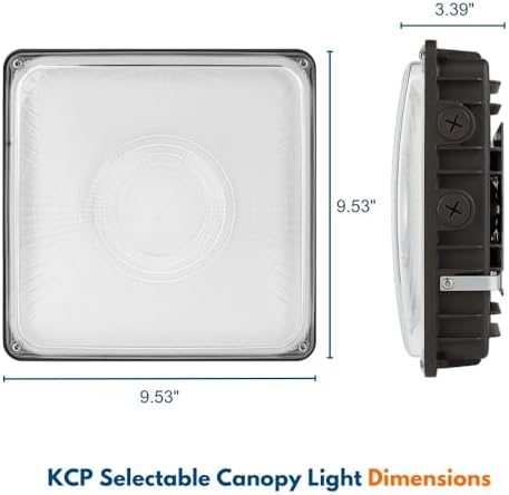 Konlite 63W/45W/30W LED Canopy Light - Selectable - 5000K/4000K - 9,360LM - Dimmable - 120-277V - 250W Equal, Residential & Commercial Indoor & Outdoor Light Fixture, UL, Dark Bronze - Image 4