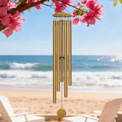 65" Extra Large Wind Chimes for Outside, Deep Tone Gold - Image 2