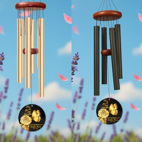 Personalized Butterfly Memorial Wind Chime – “Now They Fly with Butterflies” Custom Name & Years – Sympathy Gift for Loss of Loved One – Outdoor Remembrance Windchimes for Garden or Memorial Space - Image 5