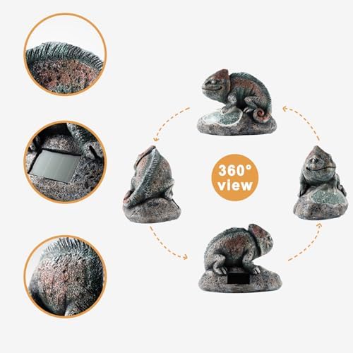 Rezpuao Solar Chameleon Garden Statues Outdoor Decor Resin Chameleon Figurine with Solar Light for Patio,Balcony,Yard,Lawn Ornament,Perfect Garden Gift - Image 3