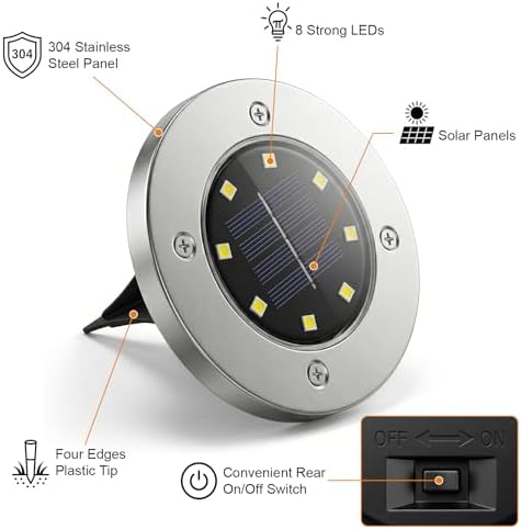 DUUDO 4.6in Solar Lights Outdoor, Solar Garden Outdoor Waterproof Pathway Lights Bright In-Ground Light Outdoor Lighting Decor for Lawn, Patio, Yard, Driveway, Step and Walkway White Light 16pack - Image 2