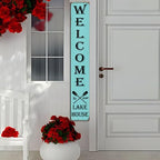 Welcome To Our Lake House Front Porch Sign Lake House Welcome Sign Farmhouse Porch Vertical Wooden Plaque Entryway Home Outdoor Seasonal Spring Summer Decoration 8x64inch - Image 4