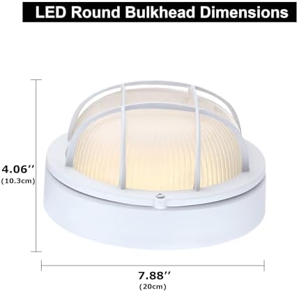 GRUENLICH LED Bulkhead Light, 8" Round Aluminum, 3000K, White, 2 Pack - Image 4