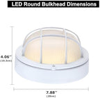 GRUENLICH LED Bulkhead Light, 8" Round Aluminum, 3000K, White, 2 Pack - Image 4