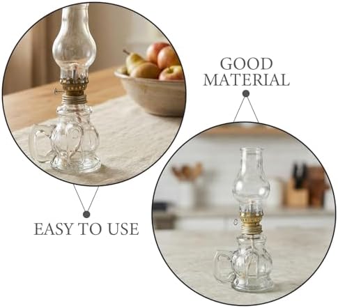 2pcs Vintage Kerosene Lantern with Glass Shade, 100ml Metal Lamp - Image 3